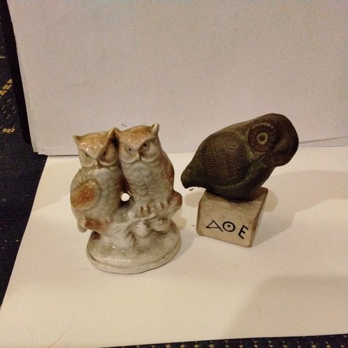 Pair vintage porcelain owls - vintage,