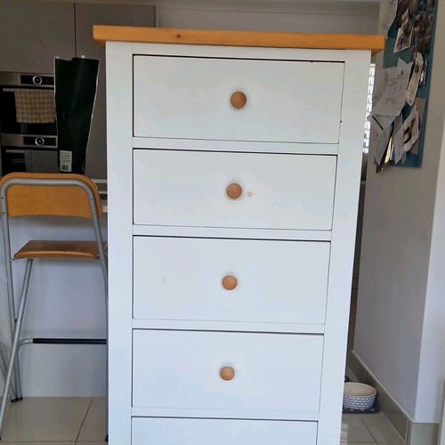 White medium wood - wood, 6-drawer