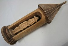 Vintage Carved Wooden man in Sentry Box / Hut - Eastern European Look