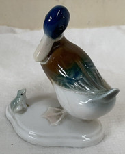 Metzler Ortloff, Germany, Duck and Frog Figurine 8cm