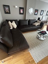 Camerich L-shape coffee brown leather sofa