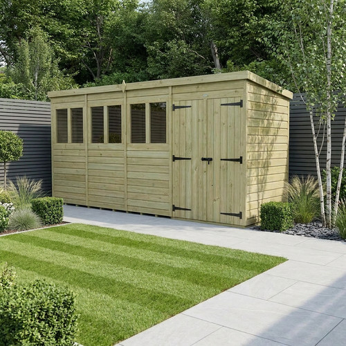 Pent shed double door all - pent,