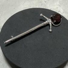 VINTAGE Celtic Dirk/Daggar Brooch Scottish Silver Tone Kilt Pin Retro MIZPAH