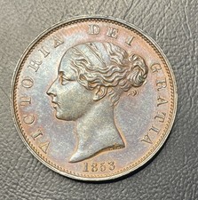 1853 Victoria copper Half penny 1/2 halfpenny coin. Very nice 