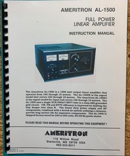 Ameritron AL-1500 Operating & Instruction Manual High Quality, Plastic Covers