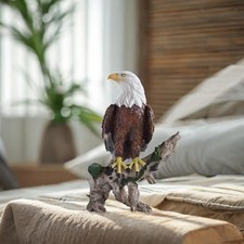 Perching Bald Eagle Statue Resin Ornament American Statue for Cabinet Decor