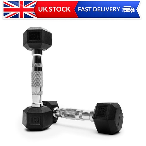 Hex dumbbells pair rubber - hex,