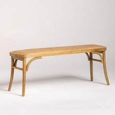 French Wicker Bench Rattan Seat Honey Elm Traditional Farmhouse Frame 120cm