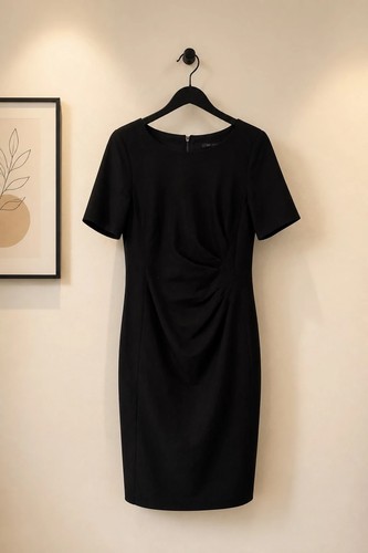 Black ruched wiggle midi - m&s,