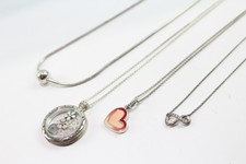 Sterling Silver Pandora Necklaces Signed Branded Locket Mini-Charm Essence