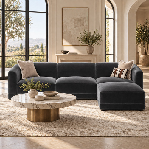 Large charcoal velvet - charcoal,