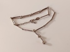 Sterling Silver Fossil Clear Stone Drop Pendant Necklace