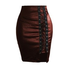 Women Lace Up Skirt Mini Faux
