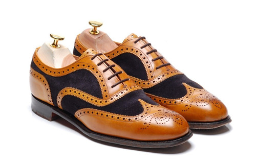 Cheaney tan brown navy suede - tan,
