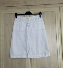 Elle Women's White Casual 100% Cotton Denim A Line Skirt - Ladies Size UK 10