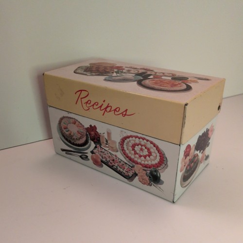 Vintage recipes tin box - vintage,