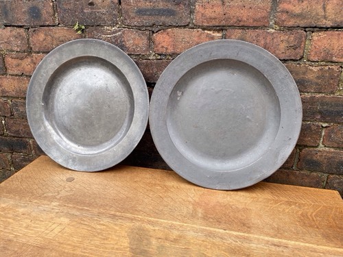Large pewter chargers - 18”,