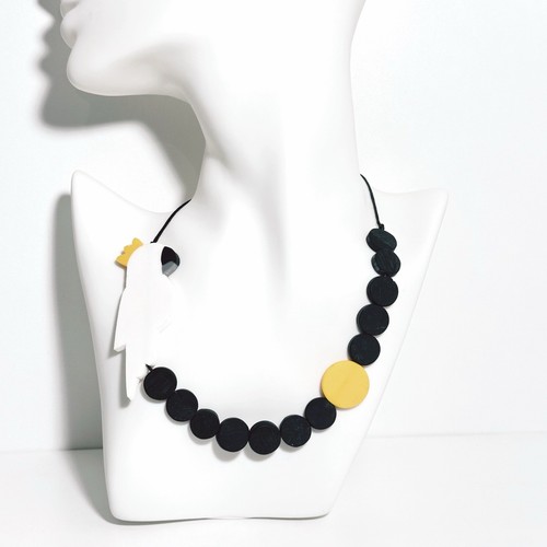 Cockatoo necklace black white - cockatoo,