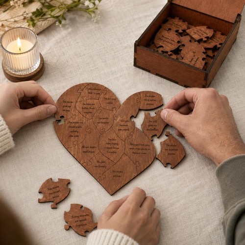 Wooden heart puzzle reasons - wooden, 20