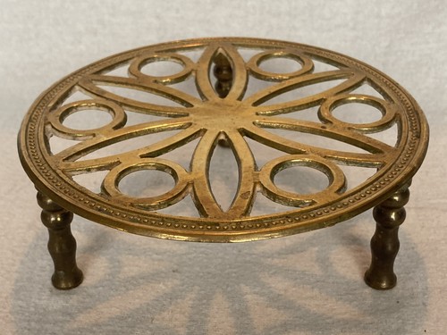 Antique solid brass trivet - solid,