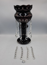 Vintage Bohemian Glass Crystal Mantle Luster Dark Red Decorative Vase