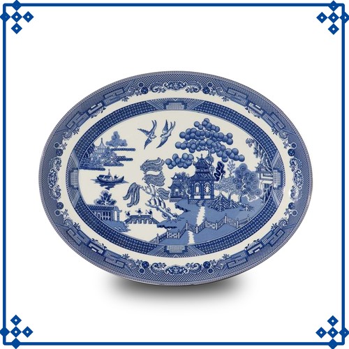 Blue willow serving dish - serving,