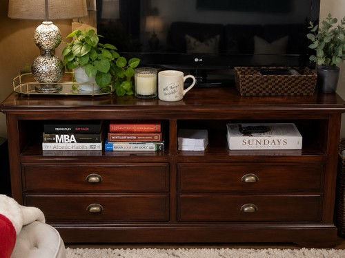 Heavy mahogany style stand - tv,