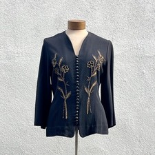 Vintage 30s 40s Black Floral