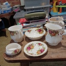 Royal Albert Old Country Roses. X5 assorted items. Dessert bowl, Mug, Jug etc