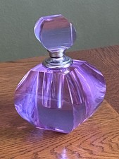 A stunning large purple glass perfume bottle with dibber weight 720 grams