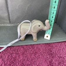 Cute Ceramic Elephant Decoration With Glitter Feet And Ribbon Tie