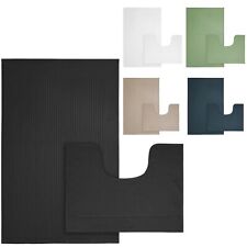 2 Piece Monaco Bath Mat & Pedestal Set, Super Soft Cotton Non Slip Bathroom Set