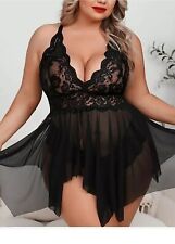 Plus Size Lingerie for Women Open Front Babydoll Black Size L | (REF 1/62) 