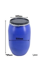 Storage Barrel Water Tank Open Top Blue Plastic Drum 120 Liter