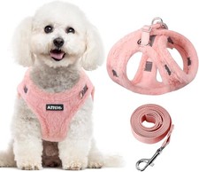 AIITLE Fleece Lined Dog Harness and Leash Set for Walking - Winter Step in Vest