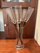 Set Of 6 Hand Blown Long Stem
