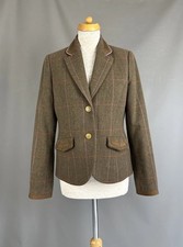 Joules Jacket Hartwell Hardy tweed check Wool Riding blazer Velvet Trim UK 12
