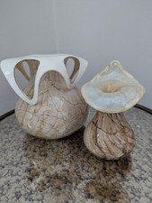 Josefina Krosno Polish Hand Blown Glass Jack In The Pulpit Posey And Vase Pair