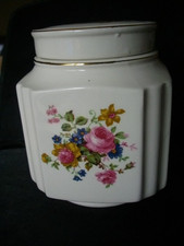 Vintage Sadler Lidded Square Tea Caddy / Ginger Jar - Floral Pattern -11cm tall