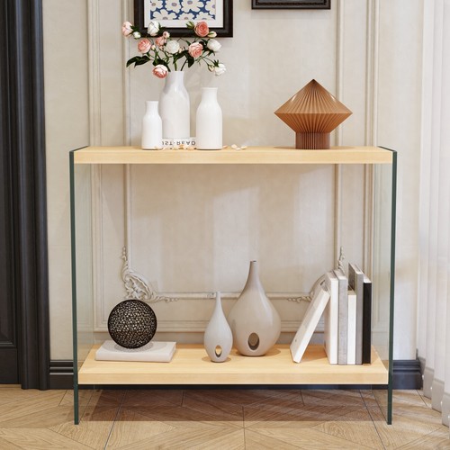 80cm clear glass console table - clear,