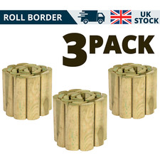 X 3 Log Rolls Garden Wooden Grass Border Lawn Edging Wood Flower Edge 3.0 m long