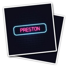 2x Vinyl Stickers Neon Sign Design Preston City England #350232