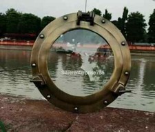 24 inch Canal Boat Porthole Window Glass-Antique Finish Ship Window Wall Window