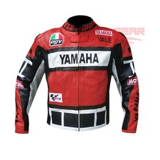 YAMAHA RED COWHIDE LEATHER ROSSI MOTORCYCLE MOTORBIKE ARMOURED JACKET