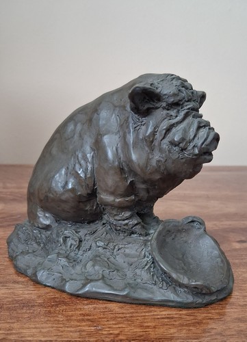 Bronze resin pig sculpture - resin,