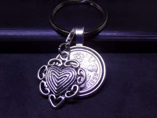 Lucky sixpence keyring heart - sixpence,