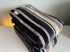 Large Next Eyelet Heavy Velvet Stripe Fully Lined Curtains Grey/Brown/Black