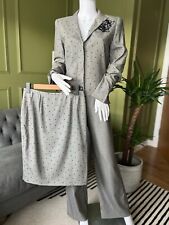 Escada 3 Piece Wool Silk Blend Trouser Suit UK 10 EU 36 Evening Occasion Lined
