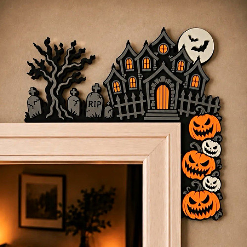 Halloween haunted house wall - haunted,