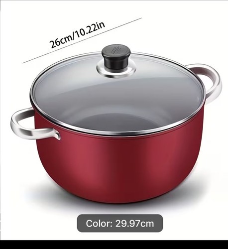 Red non stick soup pot - red,